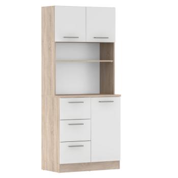 Háromajtós szekrény, sonoma tölgy/fehér, LASET NEW kép