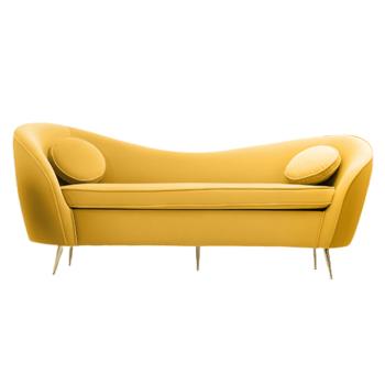 Háromszemélyes dizájn kanapé, sárga Velvet szövet/gold arany króm, EZIO TYP 3 kép