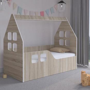 Házikó gyerekágy 140 x 70 cm Sonoma tölgyfa - balos kép