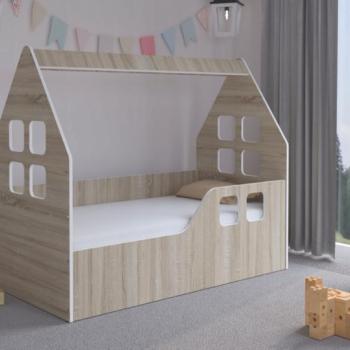 Házikó gyerekágy 140 x 70 cm Sonoma tölgyfa - jobbos kép