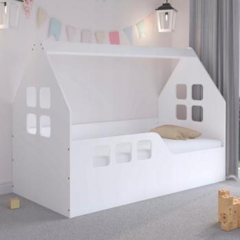 Házikó gyerekágy 160 x 80 cm fehér - balos kép