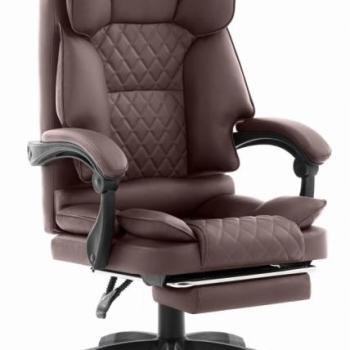 HC-1031 ergonomikus irodai szék öko-bőrből, lábtartóval - barna színben kép