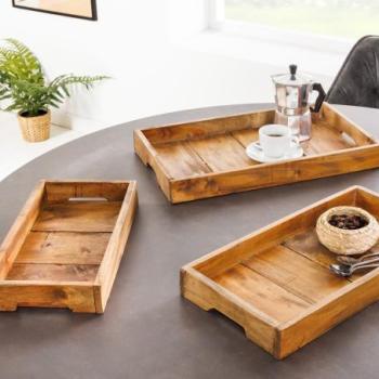 HEMINGWAY barna újrahasznosított 3 személyes fa tálca kép