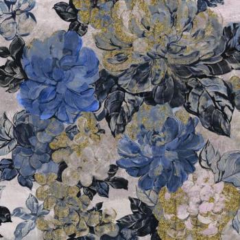 Hideg színű virágok, arany díszítéssel, 300x250 cm, kék - szürke - arany - PIVOINE BLEU kép