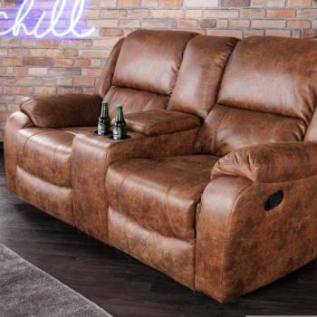 HOLLYWOOD 2 személyes barna műbőr fotel kép