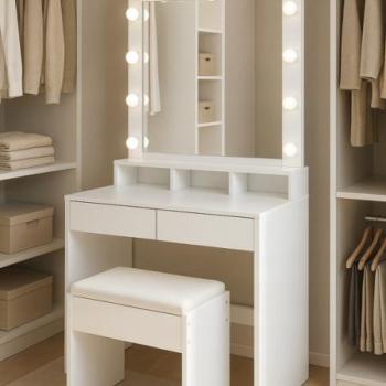 Hollywood kozmetikai öltözőasztal zsámollyal - elegancia, stílus és praktikum egyben kép