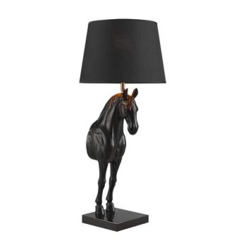 HORSE fekete-arany asztali lámpa szobor kép