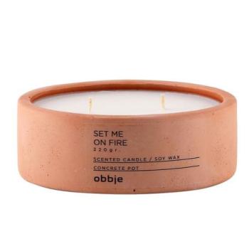 Illatosított gyertya, lapos, alma - fahéj, paraffin - szója, lazac színű - POMME kép