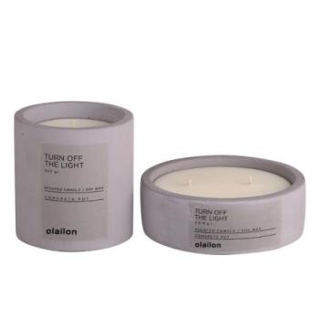 Illatosított gyertya szett, 2 db, kókusz - krém, paraffin - szója, szürke - COCO kép