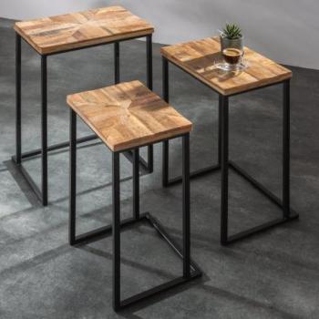 INDUSTRIAL barna mangófa lerakóasztal kép