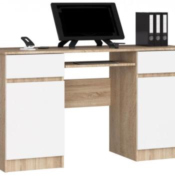 Íróasztal - Akord Furniture - 135 cm - sonoma tölgy /fehér kép