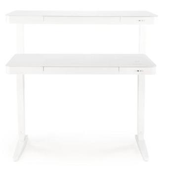 Íróasztal, elektronikusan állítható magassággal, USB/Type-C/Wireless töltővel, üveg - fém, fehér - FACILE kép