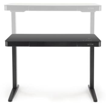 Íróasztal, elektronikusan állítható magassággal, USB/Type-C/Wireless töltővel, üveg - fém, fekete - FACILE kép