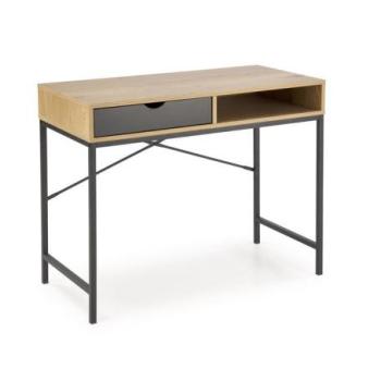 Íróasztal, fa - fém, tölgy - fekete - ETUDE kép