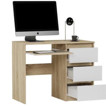 Íróasztal, irodai íróasztal fiókokkal MODERN N-3 - különböző színváltozatokban sonoma mix fehér kép