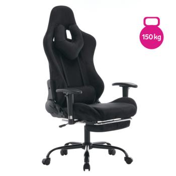 Irodai/gamer szék, fekete Velvet szövet, teherbírás 150 kg, SALOP kép