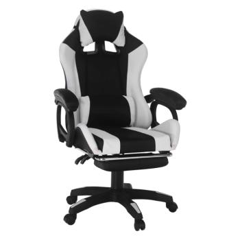Irodai/gamer szék RGB LED világítással, fekete/fehér, JOVELA kép