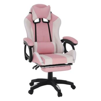 Irodai/gamer szék RGB LED világítással, rózsaszín/fehér, JOVELA kép