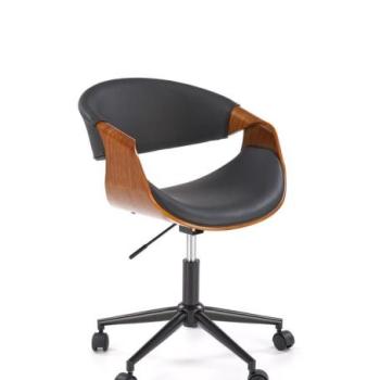 Irodai szék, állítható, bőr - fa - fém - műanyag, dió - fekete - CROQUIS kép