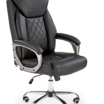 Irodai szék, állítható, bőr - fém - műanyag, fekete - COP kép