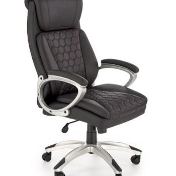 Irodai szék, állítható, bőr - fém - műanyag, fekete - ROB kép