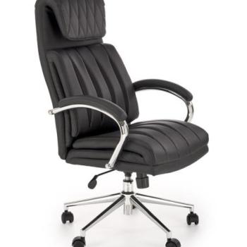 Irodai szék, állítható, bőr - fém - műanyag, fekete - TRONS kép