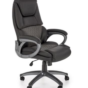 Irodai szék, állítható, bőr - szövet - fém - műanyag, fekete - RONS kép