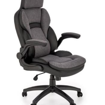 Irodai szék, állítható, fejtámlával, szövet - bőr - fém - műanyag, szürke -  fekete - SIGNATURE kép