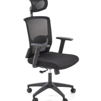 Irodai szék, állítható, fejtámlával, szövet - fém - műanyag, fekete - COP kép