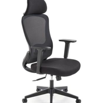 Irodai szék, állítható, fejtámlával, szövet - fém - műanyag, fekete - TRINS kép