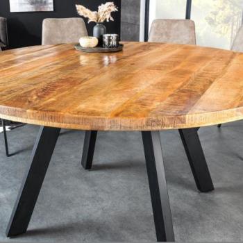 IRON CRAFT barna tömörfa étkezőasztal 145cm kép