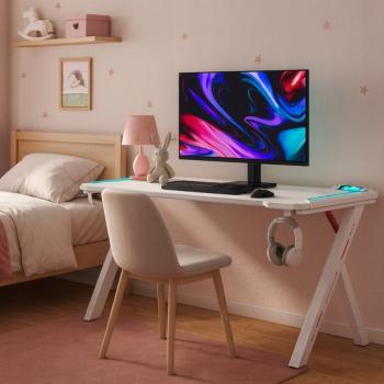 Játékasztal RGB LED háttérvilágítással fehér Szélesség: 60 cm | Hossza: 140 cm kép