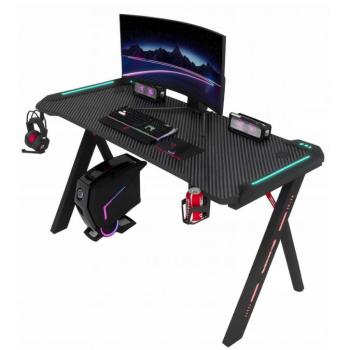 Játékasztal RGB LED háttérvilágítással fekete Szélesség: 60 cm | Hosszúság: 120 cm kép