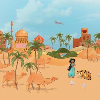 Jázmin disney hercegnő állatokkal tapéta, 300x250 cm, bézs - zöld - kék - ALADIN kép