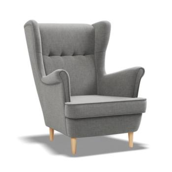 Kényelmes füles fotel - világosszürke kép