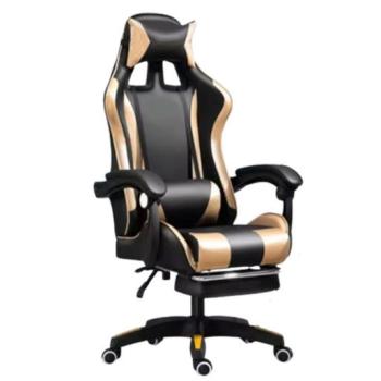Kényelmes gamer szék fekete-arany párnával kép