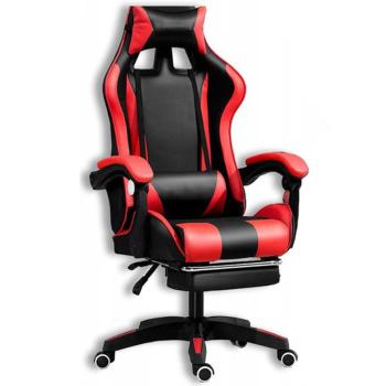 Kényelmes gamer szék fekete-piros masszázspárnával kép