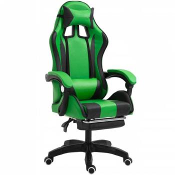 Kényelmes gamer szék fekete-zöld párnával kép