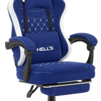 Kényelmes játék- és irodai szék HC-1015 lábtartóval - kék színű kép