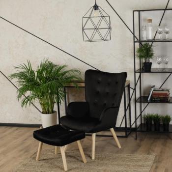 Kényelmes pihenő fotel lábtartóval LOZANO - fekete színben kép