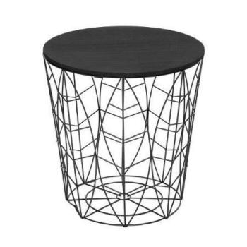 Kerek asztalka, levél mintával, fekete - FILETS kép