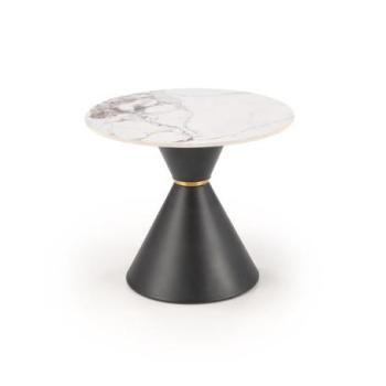 Kerek dohányzóasztal 60 cm, márvány mintás, fekete fém lábbal - CONE kép