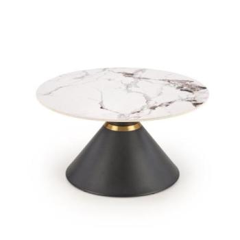 Kerek dohányzóasztal 80 cm, márvány mintás, fekete fém lábbal - CONE kép