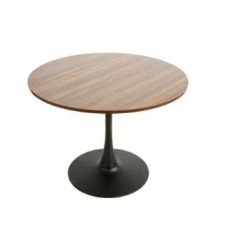 Kerek étkezőasztal, fa, barna, fekete fém lábbal, 110 cm - RONDELET kép