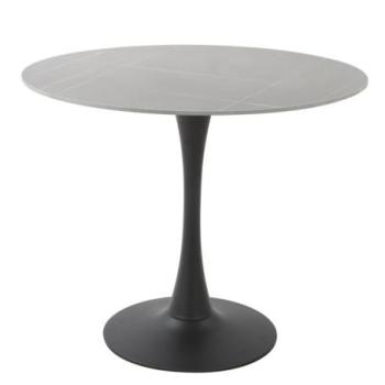 Kerek étkezőasztal, kőlappal, fekete, fém lábbal, 100 cm - PIERROT kép