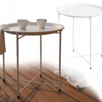 Kerek fém dohányzóasztal 47 x 50,5 cm - fehér kép