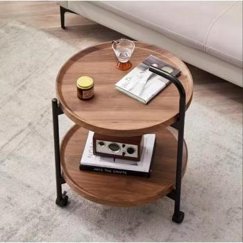 Kerek, kétszintes, kerek, kerekes, mobil dohányzóasztal kép