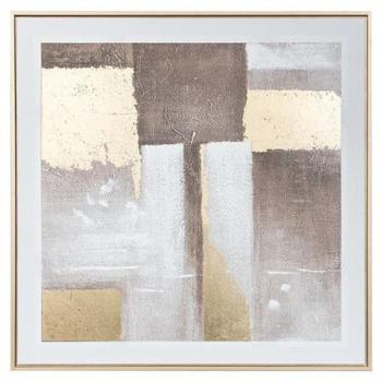 Keretezett falikép, műanyag, szürke - ezüst, fa kerettel, 80 x 80 cm - ABRADO kép