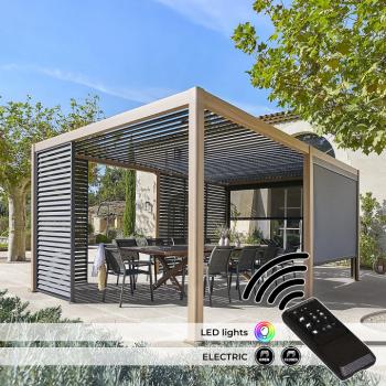 Kerti alumínium pavilon elektromos MEGAN 6x3 m (fa hatás) kép