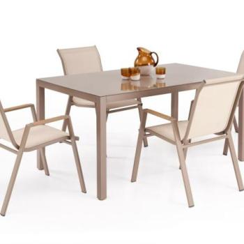 Kerti asztal, 150 cm, bézs / cappuccino - HOUVRET kép